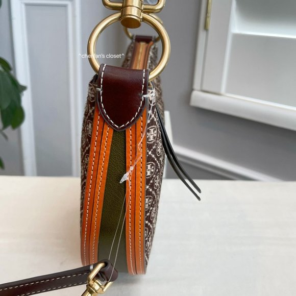 🔥NeW! Tory Burch T Monogram Haircalf Mini Crescent Bag - Picture 11 of 15